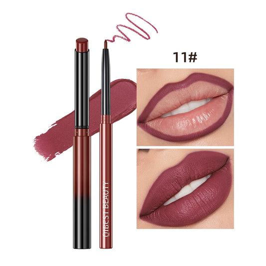 QIBEST Set 2pcs Crayon à Lèvres et Rouge Mat – Définition, Couleur Intense et Longue Durée