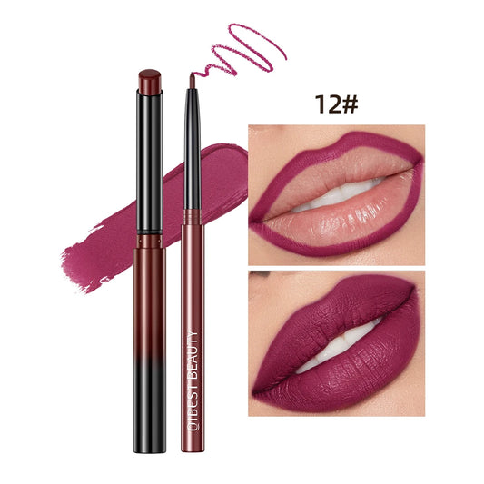 QIBEST Set 2pcs Crayon à Lèvres et Rouge Mat – Définition, Couleur Intense et Longue Durée