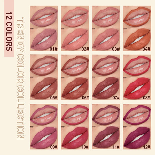 QIBEST Set 2pcs Crayon à Lèvres et Rouge Mat – Définition, Couleur Intense et Longue Durée